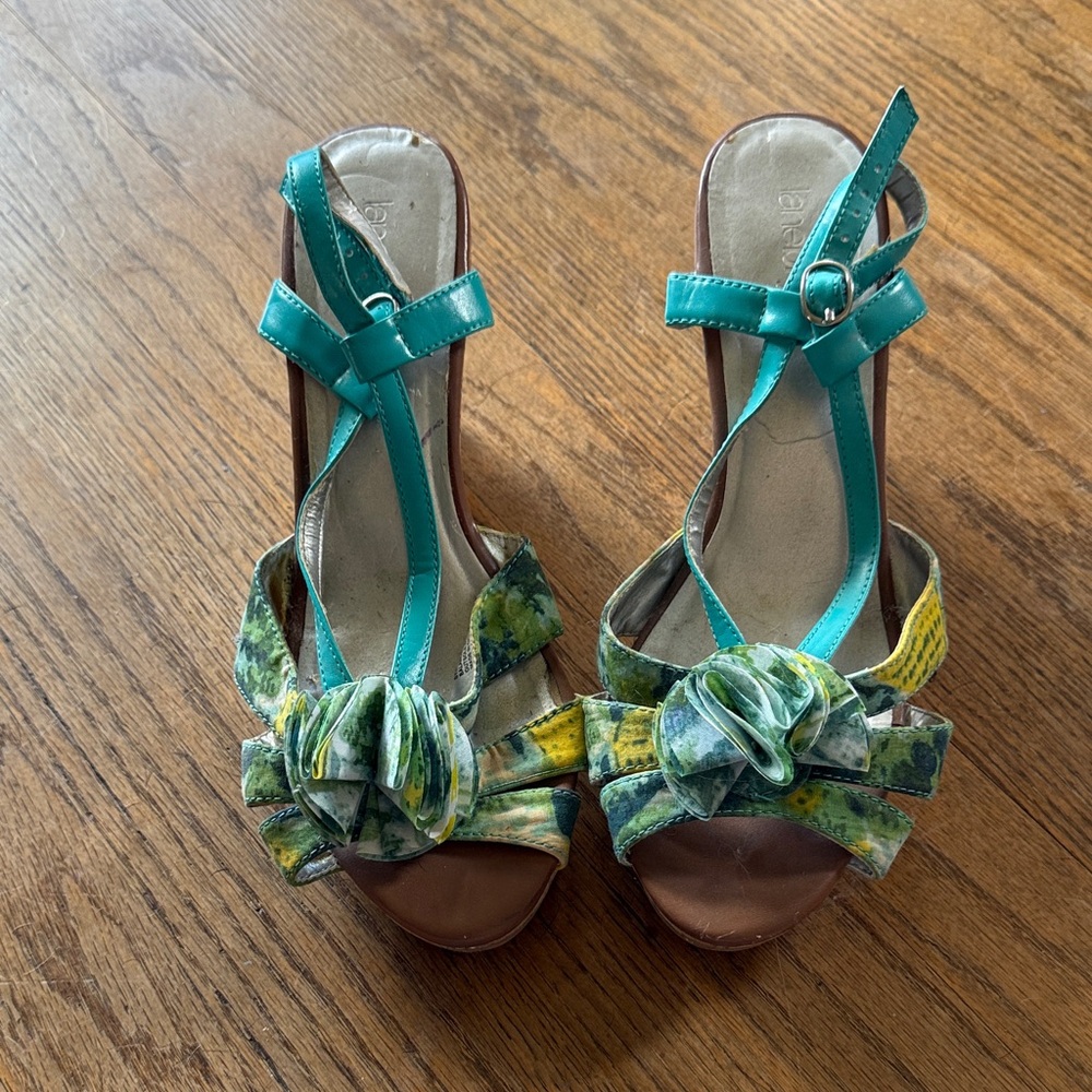 Lane Bryant Turquoise and Green Heels